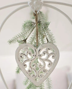 Filigree carved white hanging Heart