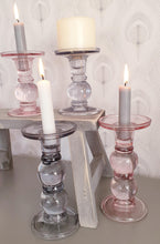 Load image into Gallery viewer, Pink or Grey Glass candle holders