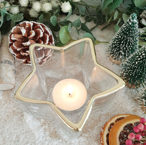 Glass Star tea light holder