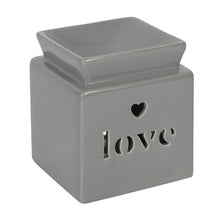 Load image into Gallery viewer, Grey &#39;Love&#39; wax melt burner
