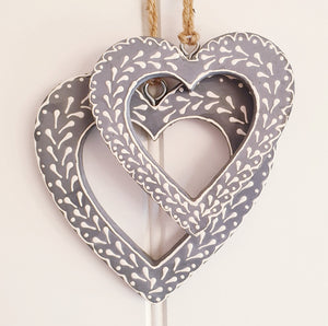 Nordic Painted Heart Hangers - set of 2