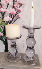 Load image into Gallery viewer, Pink or Grey Glass candle holders