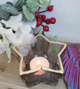 Glass Star tea light holder