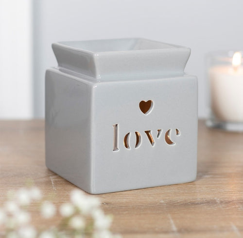 Grey 'Love' wax melt burner