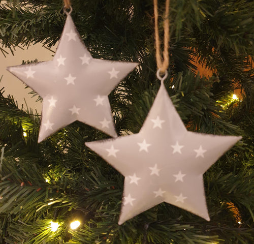 Set of 2 Grey Metal Star hangers