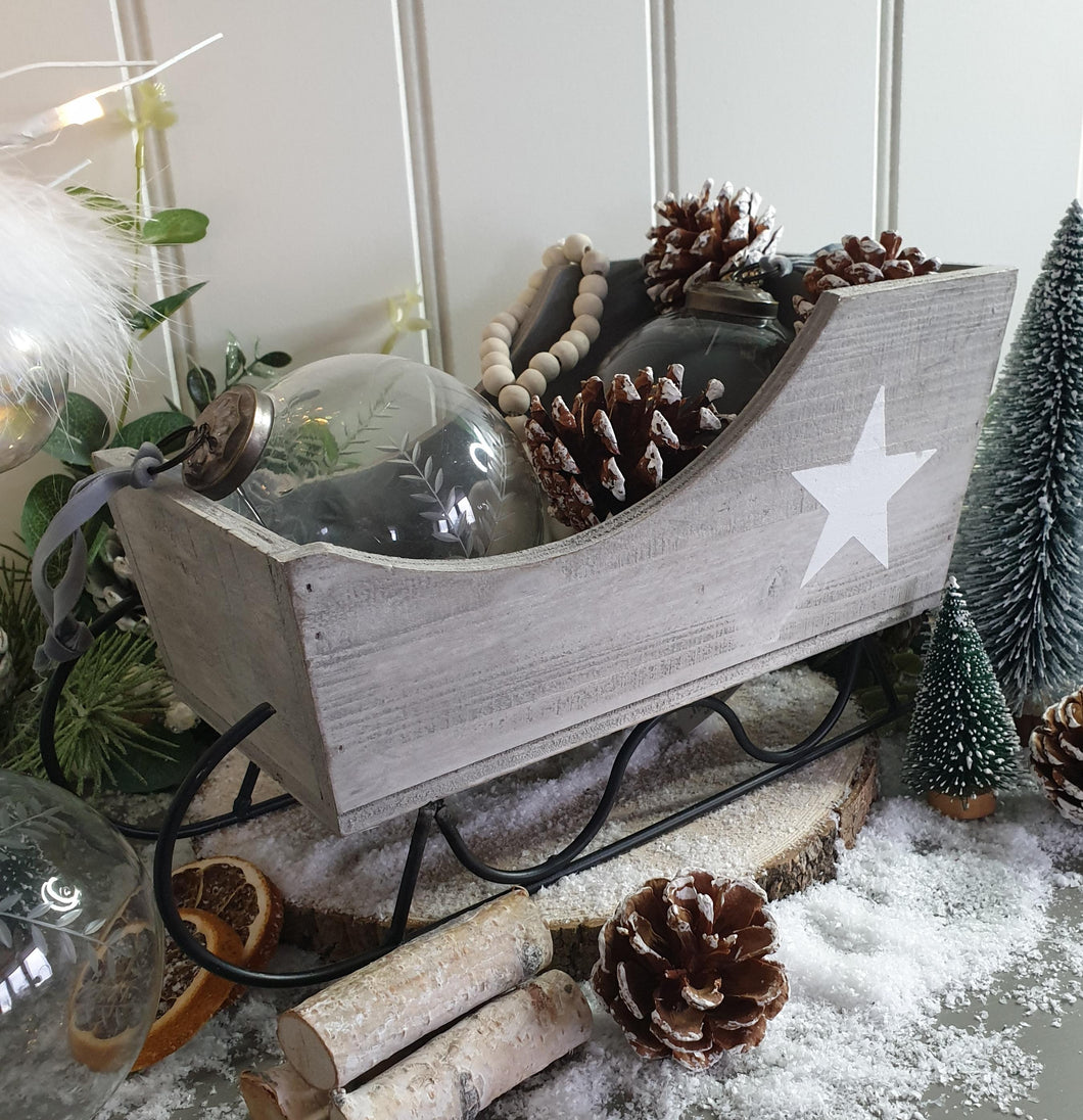 Wooden Sleigh - Grey
