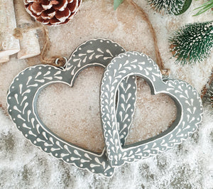Nordic Painted Heart Hangers - set of 2