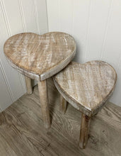 Load image into Gallery viewer, Set of 2 Chunky Heart shaped side Tables/Stools
