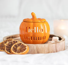 Load image into Gallery viewer, Orange 'Hello Autumn' Oil/Wax melt Burner