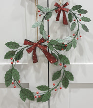 Load image into Gallery viewer, Metal Holly Wreath - 2 sizes