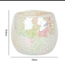 Load image into Gallery viewer, Iridescent White Crackle glaze tea light holder