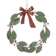 Load image into Gallery viewer, Metal Holly Wreath - 2 sizes