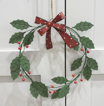 Load image into Gallery viewer, Metal Holly Wreath - 2 sizes