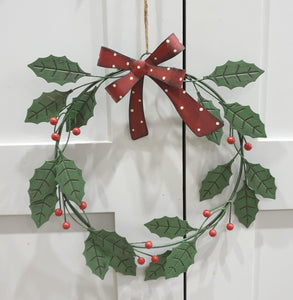 Metal Holly Wreath - 2 sizes