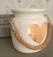 Load image into Gallery viewer, White Ceramic Heart Tea light holder - 2 sizes