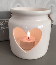 Load image into Gallery viewer, White Ceramic Heart Tea light holder - 2 sizes