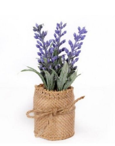 Lavender Posy in Hessian