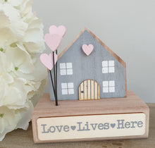 Load image into Gallery viewer, Wooden &#39;Love Lives Here&#39; House Block