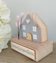 Load image into Gallery viewer, Wooden &#39;Love Lives Here&#39; House Block
