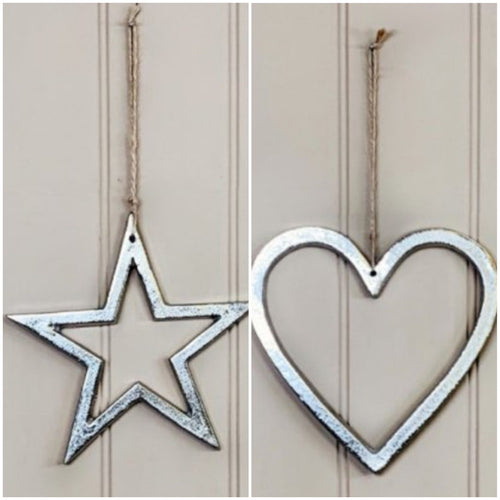 Silver star or heart hanger