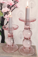 Load image into Gallery viewer, Pink or Grey Glass candle holders