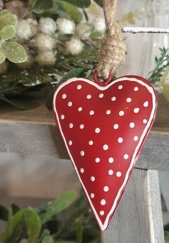 Red Spotty Nordic Heart Hanger