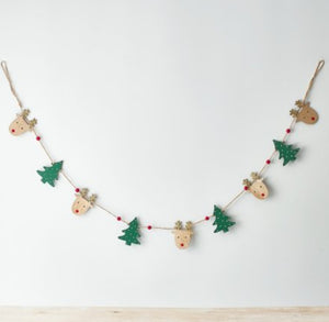 Wooden Reindeer and Tree Garland