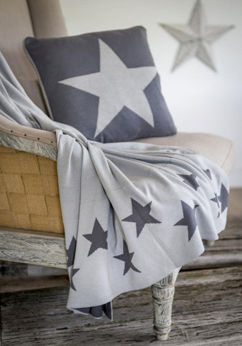 Dove Grey and Charcoal Star Throw