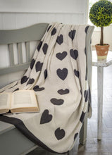 Load image into Gallery viewer, Charcoal and Ivory Heart throw