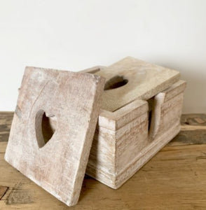 Set of 6 -  Wooden coasters in holder