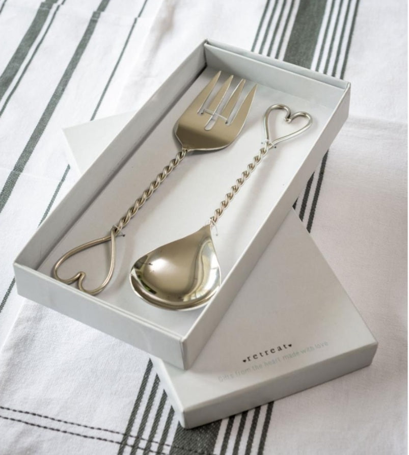 Twisted Heart handle Salad Server Set