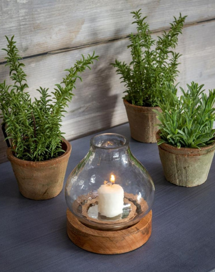 Hurricane Lamp - Small Natural