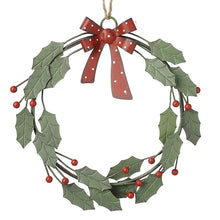 Load image into Gallery viewer, Metal Holly Wreath - 2 sizes