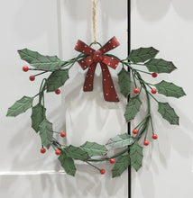 Load image into Gallery viewer, Metal Holly Wreath - 2 sizes