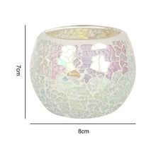 Load image into Gallery viewer, Iridescent White Crackle glaze tea light holder