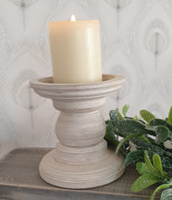 Load image into Gallery viewer, White wooden Pillar candle holder