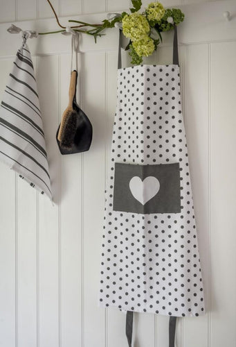 Apron - White and Grey Polka dots
