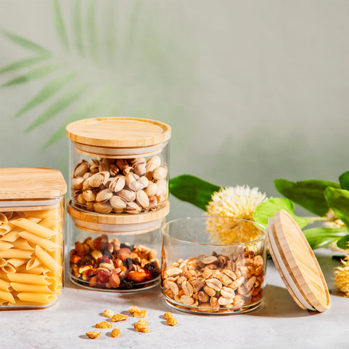 Set of 3 Glass Stacking Jars