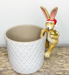 Christmas Rabbit Plant pot Pals