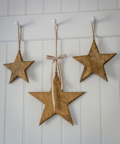 Set of 3 Vintage Natural wooden stars
