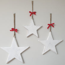 Load image into Gallery viewer, Set of 3 Vintage white wooden stars