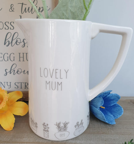 White Ceramic Lovely Mum Jug Vase