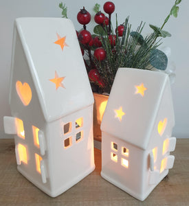 Ceramic White Nordic tea light houses
