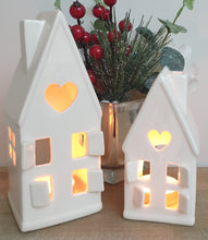 Load image into Gallery viewer, Ceramic White Nordic tea light houses