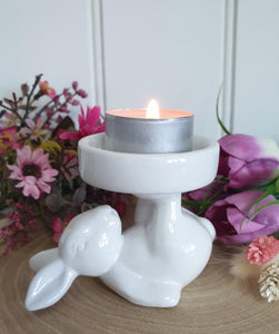 Rabbit tea light/cupcake holder - White