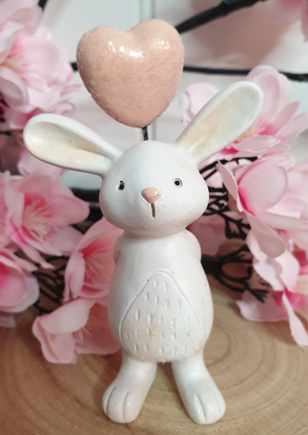 White Rabbit with Heart Balloon