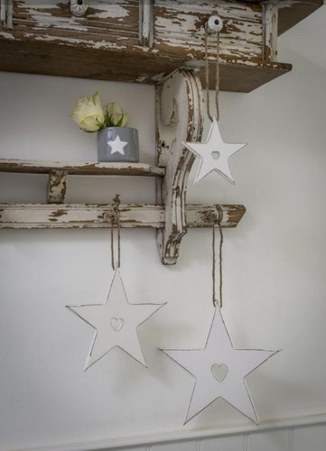 Set of White stars with Heart cut outs