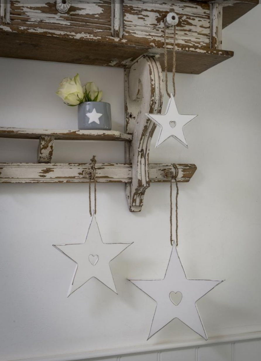 Set of White stars with Heart cut outs