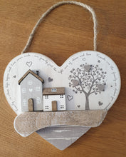 Load image into Gallery viewer, Wooden house and tree heart plaque