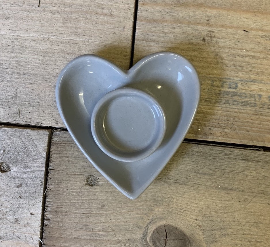 Heart shaped tea light holder - Grey